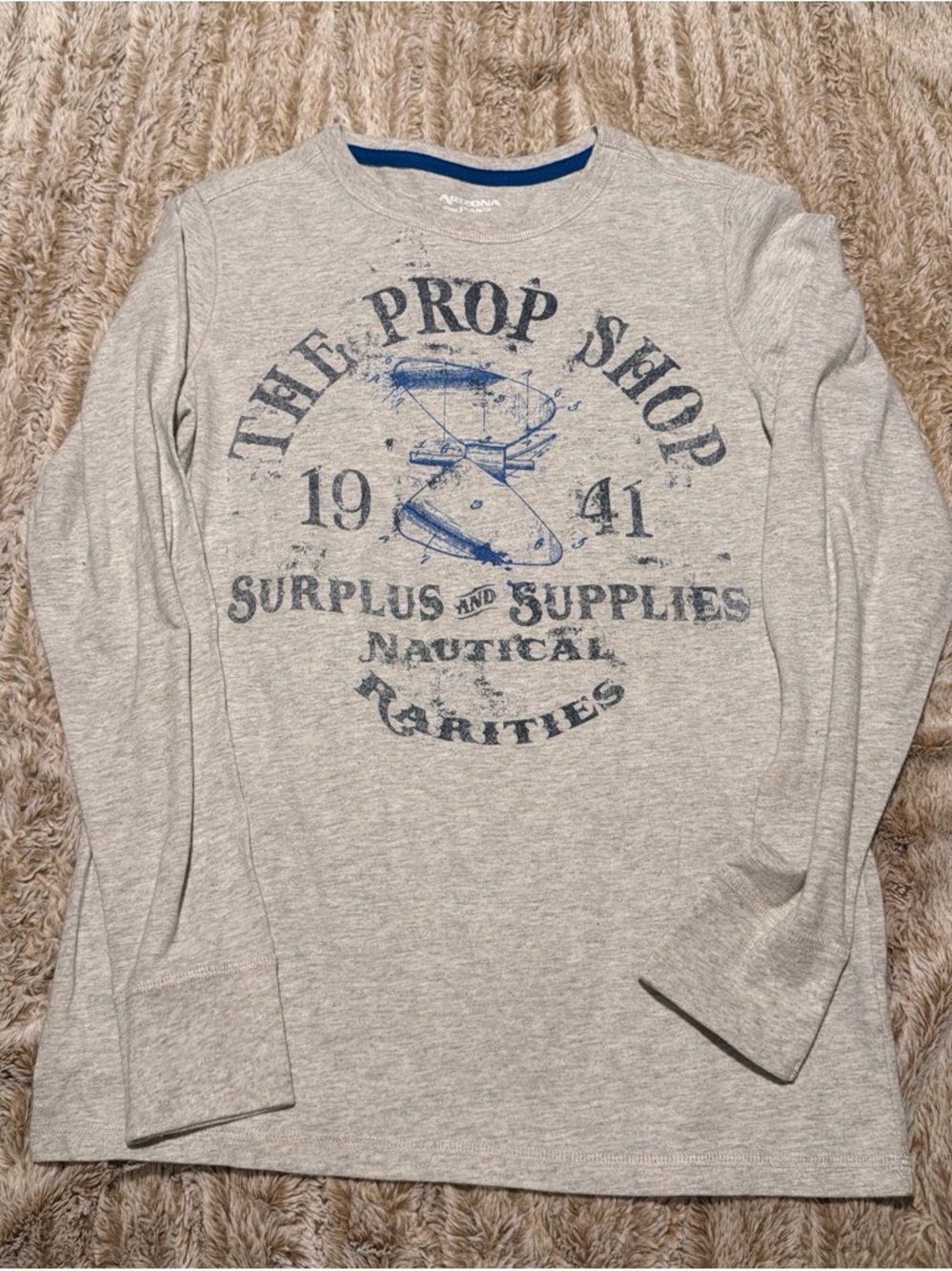 Gray Graphic Long Sleeve Tee - 'The Prop Shop'